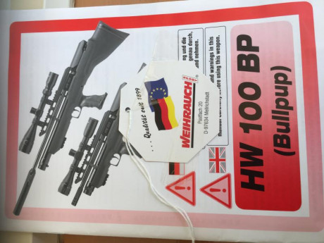 VENDO CARABINA WEIHRAUCH HW 100-BPK/600 BULLPUP con cañon de 600mm. macizo, calibre 4,5 . comprada nueva 32