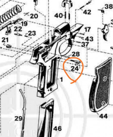 Hola, busco retenida de cargador para una Astra constable II del 9 corto. Dejo imágenes. Es la pieza 24 00