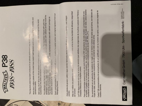 Se cambia esta Walther P38 50 aniversario toda de acero de las que se hicieron 500 unidades en 1988 y 10