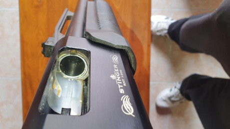 Buenas tardes, 
Vendo Escopeta de de repeticion Stinger RXT 1206 recámara mágnum 12-76
Prácticamente sin 00
