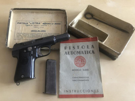 Buenas noches pongo a la venta una ASTRA 3000 con su caja original, dos cargadores instrucciones, baqueta. 00