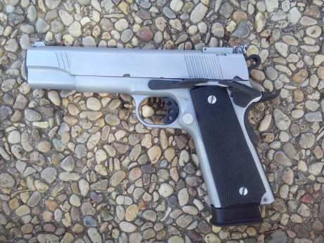 Hola. Vendo pistola marca Norinco
Calibre 45 ACP
Modelo Sport cromo
2 cargadores de 8 cartuchos de capacidad
Miras 01