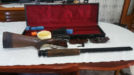 Escopeta, calibre 12, laurona modelo 92, superpuesta, precio 300 euros, tno 660179246, extractiva, permiso 02