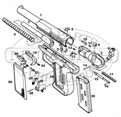 Pistola SAVAGE modelo 1907, en impecable estado. Guiada en F.
Calibre 7´65, cañón giratorio, la primera 20