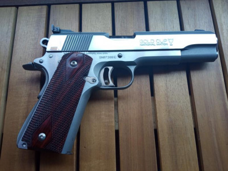 VENDIDA

Vendo:
pistola Colt Gold Cup National Match en acabado inoxidable, de calibre 45 ACP, modelo 61