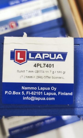 Vendo 5 cajas de lapua scenar L 7mm de 180gn.
Total 500 puntas
Sin abrir .
 200€  gastos de envío incluidos 01