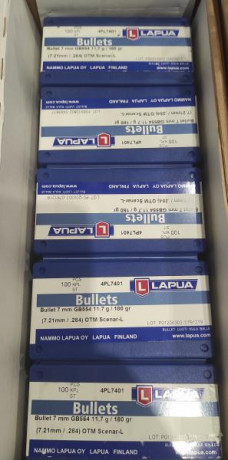 Vendo 5 cajas de lapua scenar L 7mm de 180gn.
Total 500 puntas
Sin abrir .
 200€  gastos de envío incluidos 00