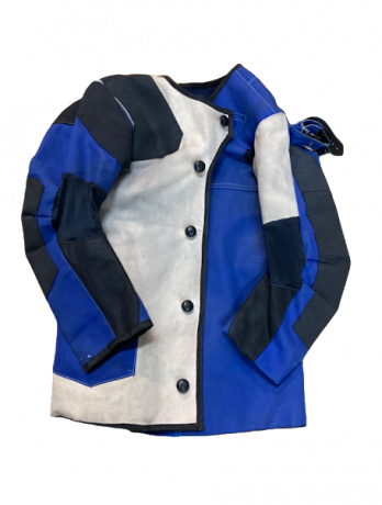 Les ofrezco conjunto de chaqueta de tiro t 56  Akah lona azul y blanca mas correa Gehmann mod.435  de 01