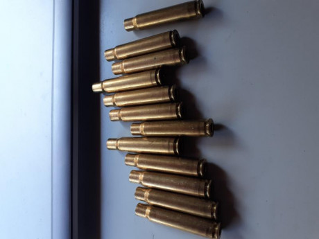 Vendo 12 vainas NORMA 8.57 JS de primer tiro, desempistonadas. Precio 15 euros, portes incluidos, sólo 01