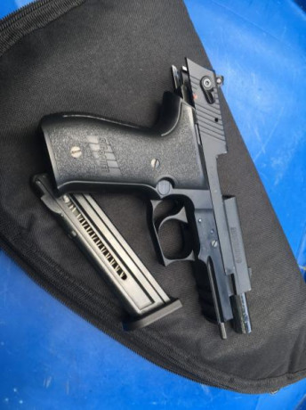 Un amigo me pide que le ayude a vender una Sig sauer Mosquito, cal .22 con un cargador. Incluye una caja 02