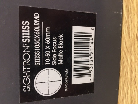 Vendo visor Sightron Slll 10-50x60 LRMD Perfecto estado como nuevo .renticula Mil-Dot.
Rueda paralaje 02