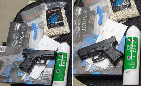 Vendo dos Glocks de airsoft con complementos y munición. Apenas han disparado para probarlas y poco más.

 00