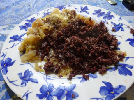 Hoy para comer acelgas hervidas y chuletón de vaca gallega vieja con seis semanas de maduración en cámara 20
