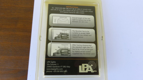 Vendo alza LPA en perfecto estado montada y desmontada sin uso para revolver S&W y sus complementos, 01