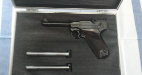 Hola, vendo pistola ERMA KGP 69(P08 de 22LR), con dos cargadores  calibre 22 Lr y funcionando perfectamente, 01