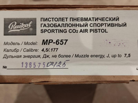 Vendo pistola Baikal modelo MP 657de CO2 de calibre 4.5, comprada en Julio 2021 y con un uso mínimo. La 00