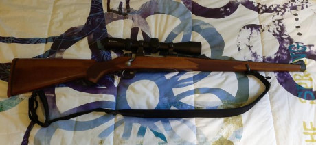 Pongo en venta rifle Ruger Hawkeye con madera hasta la boca del cañón en calibre 243 winchester. 
Rifle 02