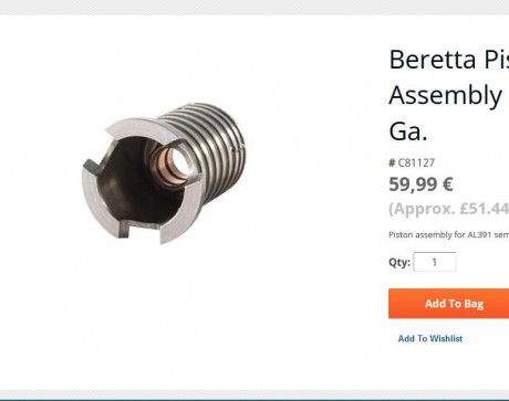 Hola.
Acabo de romper 2 tetones del piston de mi repetidora beretta al391 urika.
Las fotos de los recambios 10