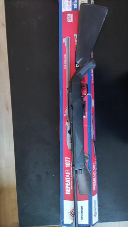Vendo carabina muy divertida de Co2 semiautomática con 12 disparos seguidos.

Carabina Crosman Repeatair 01