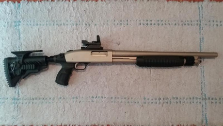 Hola tengo una mossberg 500A con punto de mira y sin alza (asi venia de fábrica). Le instale un rail picattiny 90