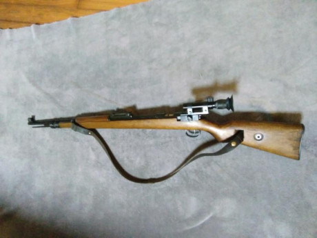 Vendo esta carabina Norinco, copia del Mauser KAR98, en calibre .22
Es la versión larga (longitud total: 01