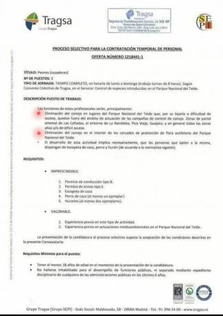 A los cazadores nos quedan 2 telediarios, que tengan que contratar ........  es para alucinar......... 00