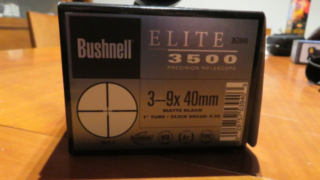 Vendo mi visor que no he llegado a montar marca BUSHNELL ELITE 3500 nuevo ya que se monto en una carabina 22