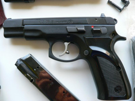 Hola, vendo pistola CZ 75 B 9 mm. junto con el kit del 22 LR. 
Está guiada en F.
Con sus 2 cajas. Dos 42