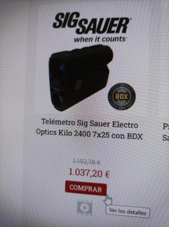 Hola:

Vendo telemetro Sig Sauer 2400 BDX
Funciona perfectamente; se puede configurar con los visores 02
