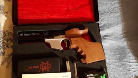 Pistola Morini CM 222M, recién revisada en Chano Shooting, con factura. Por dejar el tiro . Maletín y 00