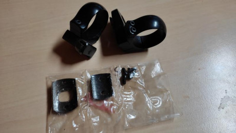 Se venden bases y anillas para visores de diámetro 30 mm , son desmontables tipo Recknagel , están sin 00