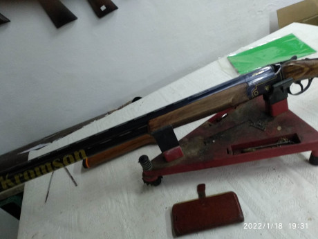 vendo esta kromson de trap , con 2*y 1* y lomo regulable 
la escopeta esta en Asturias y el precio son 01