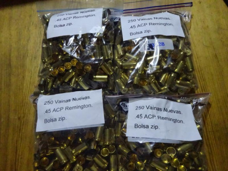 Vendo Mil vainas Nuevas Marca Remington del calibre .45 ACP.

Van en 4 bolsas zip con 250 vainas cada 02