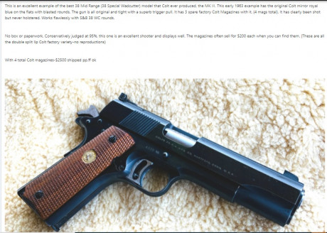 hola pongo a la venta mi COLT 1911 Gold Cup National Match MID RANGE del calibre 38 WC, que es la pistola 32