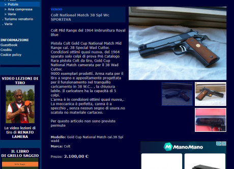 hola pongo a la venta mi COLT 1911 Gold Cup National Match MID RANGE del calibre 38 WC, que es la pistola 31