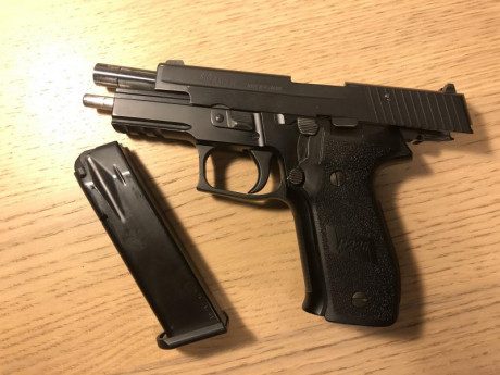 Brusco cambiar Sig Sauer P226R impoluta (cachas originales más otras Hogue anatómicas, elementos de puntería 01