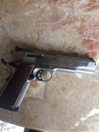 Se vende pistola S&W 1911 PC cal. 45, dos cargadores y maletín de transporte original. 
Precio 1200 01