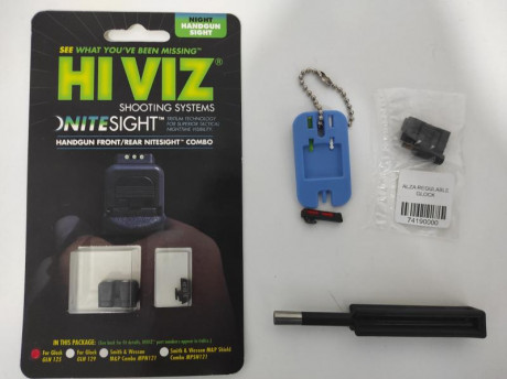 Buenos días,

Vendo las siguientes miras Glock:
- Miras de Tritium Hiviz Nitesight--> 100€
- Punto 00