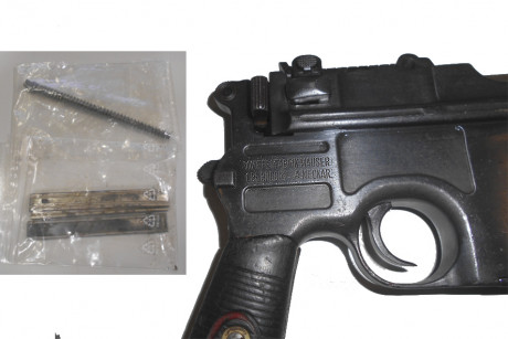 Lo dicho se vende PISTOLA MAUSER 1896 en 9mmPB
Se ha cambiado aguja percutora y muelle recuperador
Originales 00