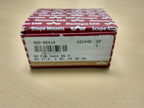 Vendo juego de monturas Apel con anillas de 30 mm para rifles Sako 85, nuevas en embalaje original. 350 01