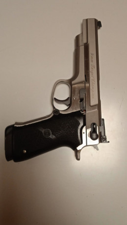 Vendo pistola Smith&Wesson Target Champion en 9mm Parabellum.
Acero inoxidable,  cañón de 5 pulgadas, 00