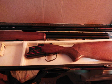 Pongo en venta una escopeta superpuesta con polichokes marca laurona esportin modelo 92 
Esta en muy buen 02