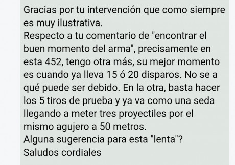 La carabina es una CZ452 
Disparando a 50m aunque el visor estaba puesto a 100 y me ha dado pereza tocarlo.
He 00