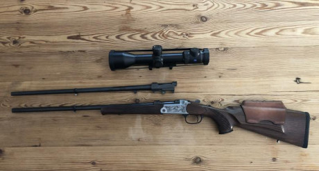 Buenas noches.
Pongo en venta equipo de rifle monotiro:
Blaser K95 Luxus Calb. 6,5x57R………………….3200€
Cañón 00