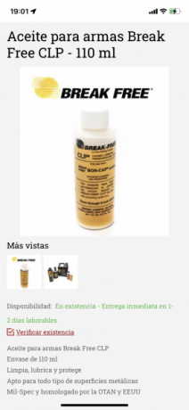 Aceite para armas Break Free CLP  
Limpia, lubrica y protege
Apto para todo tipo de superficies metálicas
Mil-Spec 21