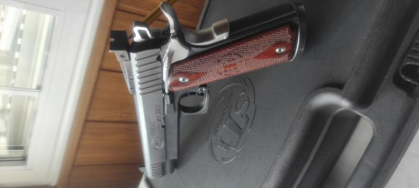 Sti target master 9x19, 6 pulgadas, gatillo ajustado y muy precisa... tanto que siendo malo, me hace competitivo, 00