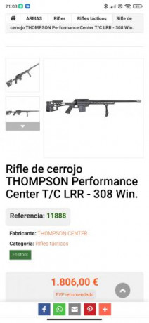 Hola, estoy buscando un rifle de precisión en calibre 308, sería para tiro deportivo y ocasionalmente 00