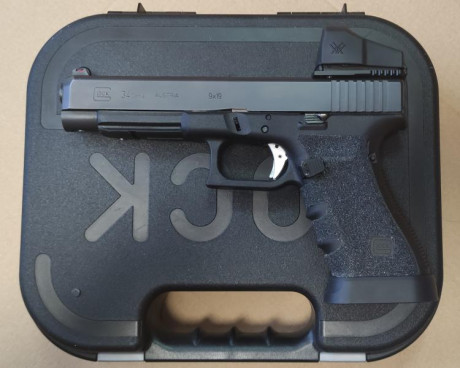 VENDO:
Pistola Glock 34 Gen 4 preparada para OPEN.
Punto Rojo Vortex VMD-3106 Venom 6 MOA + Montura Toni 02