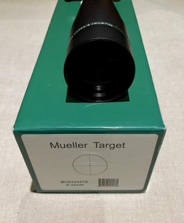Vendido Visor Mueller Target 8-32x44, en su caja y embalaje, tapas y parasol metálico originales tubo 12