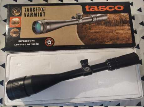 Se vende visor NUEVO a estrenar marca TASCO modelo Target Varmint 10-40x50 con retícula de 1/8 MOA Dot.

Se 01